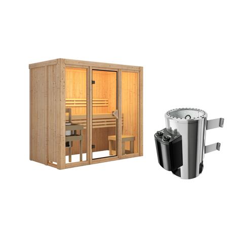 2. Bild von Systemsauna 'Solara 2' naturbelassen 3,6 kW Ofen 216 x 122 x 198 cm