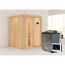 Elementsauna 'Abril' naturbelassen mit Energiespartür und Kranz 9 kW Bio-Ofen externe Steuerung Easy 165 x 165 x 202 cm