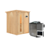 Elementsauna 'Abril' naturbelassen mit Energiespartür und Kranz 9 kW Bio-Ofen externe Steuerung Easy 165 x 165 x 202 cm