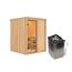 Sauna aus Holz mit Saunaofen
