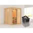 Elementsauna 'Abril' naturbelassen mit Kranz 9 kW Ofen integrierte Steuerung 165 x 165 x 202 cm