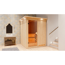 Elementsauna 'Abril' naturbelassen mit Kranz 9 kW Ofen Edelstahl externe Steuerung Easy 165 x 165 x 202 cm