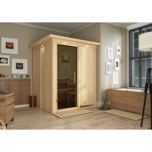 Elementsauna 'Abril' naturbelassen mit Kranz und graphitfarbener Tür 165 x 165 x 202 cm