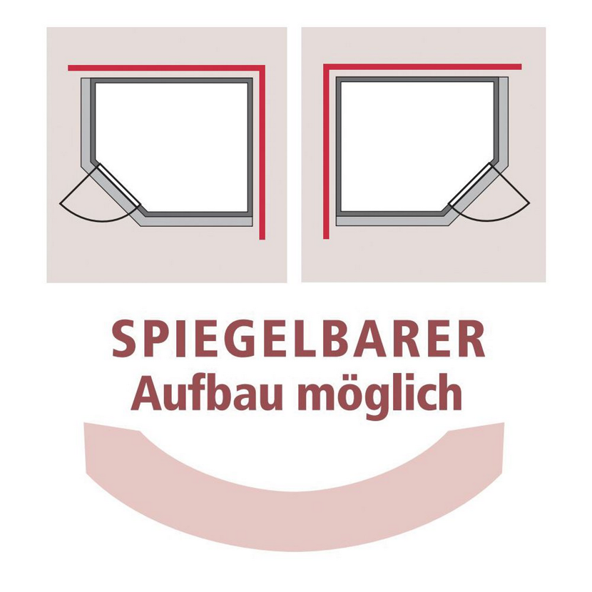 Duschkabine spiegelbar aufgebaut
