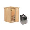 Sauna aus Holz mit Saunaofen