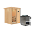 Elementsauna 'Abril' naturbelassen mit Klarglastür und Kranz 9 kW Bio-Ofen externe Steuerung easy 165 x 165 x 202 cm