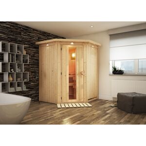 Elementsauna 'Adora' naturbelassen mit Energiespartür und Kranz 165 x 165 x 202 cm