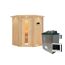 Eck-Sauna aus Holz mit Saunaofen
