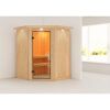 Elementsauna 'Adora' naturbelassen mit Kranz und bronzierter Tür 165 x 165 x 202 cm