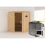 Elementsauna 'Adora' naturbelassen mit graphitfarbener Tür 9 kW Bio-Ofen externe Steuerung Easy 151 x 151 x 198 cm