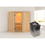 Elementsauna 'Adora' naturbelassen mit Klarglastür 9 kW Ofen integrierte Steuerung 151 x 151 x 198 cm