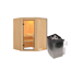 Elementsauna 'Adora' naturbelassen mit Klarglastür 9 kW Ofen integrierte Steuerung 151 x 151 x 198 cm