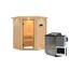 Elementsauna 'Adora' naturbelassen mit Kranz und Klarglastür 9 kW Bio-Ofen externe Steuerung easy 165 x 165 x 202 cm