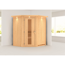 Ecksauna aus hellem Holz