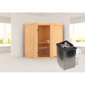 Elementsauna 'Adriana' naturbelassen mit bronzierter Tür 9 kW Ofen integrierte Steuerung 170 x 151 x 198 cm