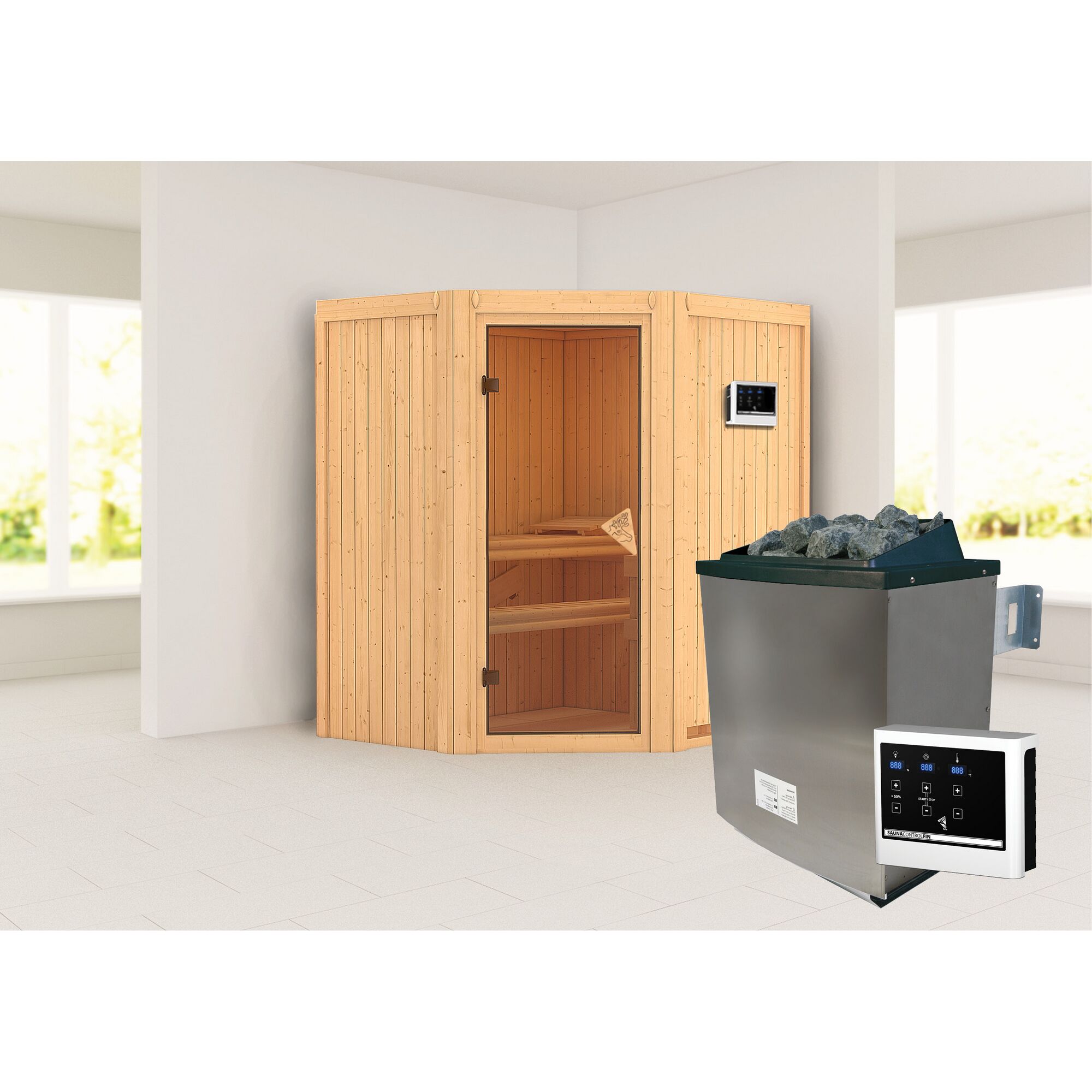 Ecksauna Adriana mit Saunaofen
