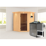 Elementsauna 'Adriana' naturbelassen mit Kranz und graphitfarbener Tür 9 kW Bio-Ofen externe Steuerung Easy 184 x 165 x 202 cm