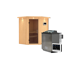 Elementsauna 'Adriana' naturbelassen mit Kranz und graphitfarbener Tür 9 kW Bio-Ofen externe Steuerung Easy 184 x 165 x 202 cm