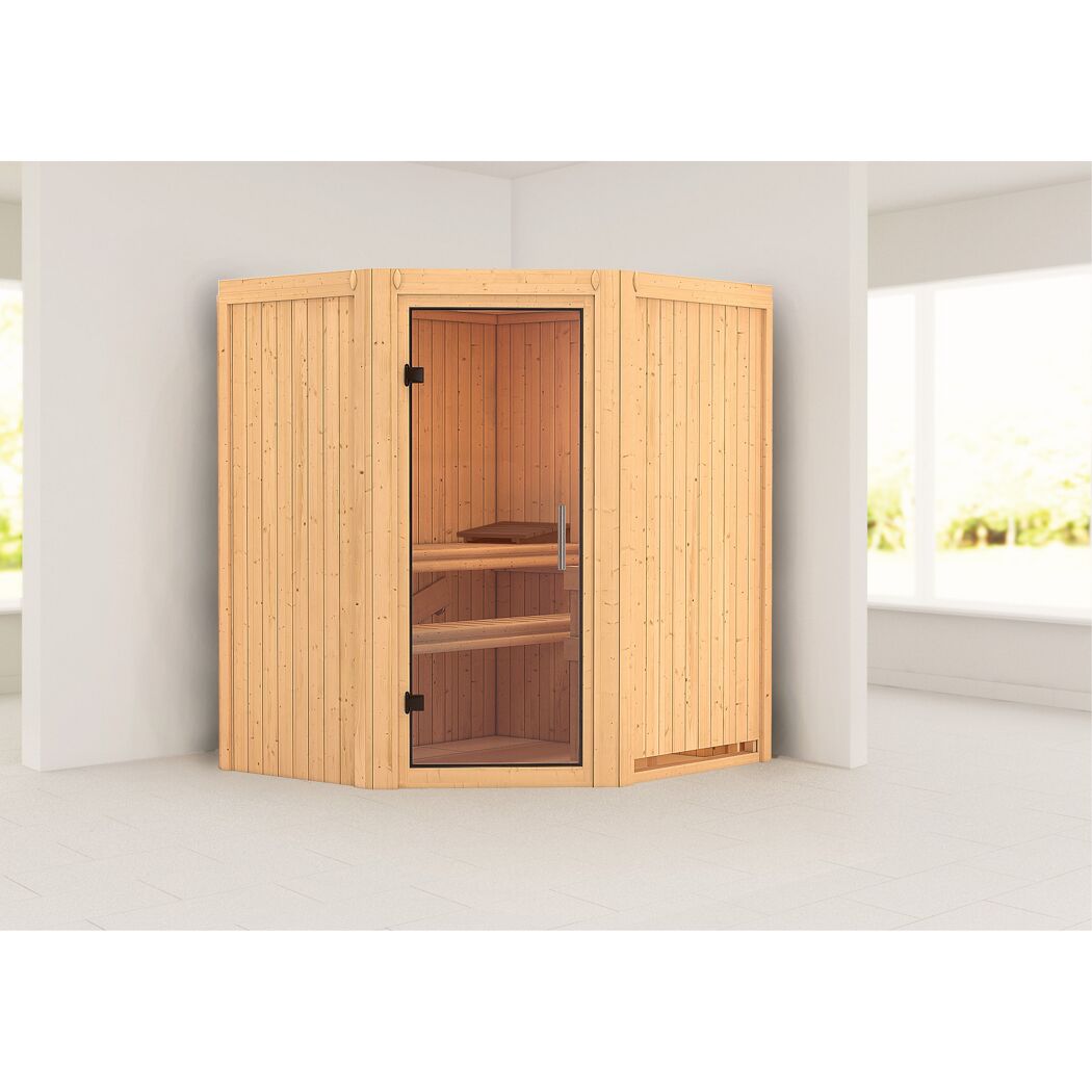 Elementsauna 'Adriana' naturbelassen mit Klarglastür 170 x 151 x 198 cm