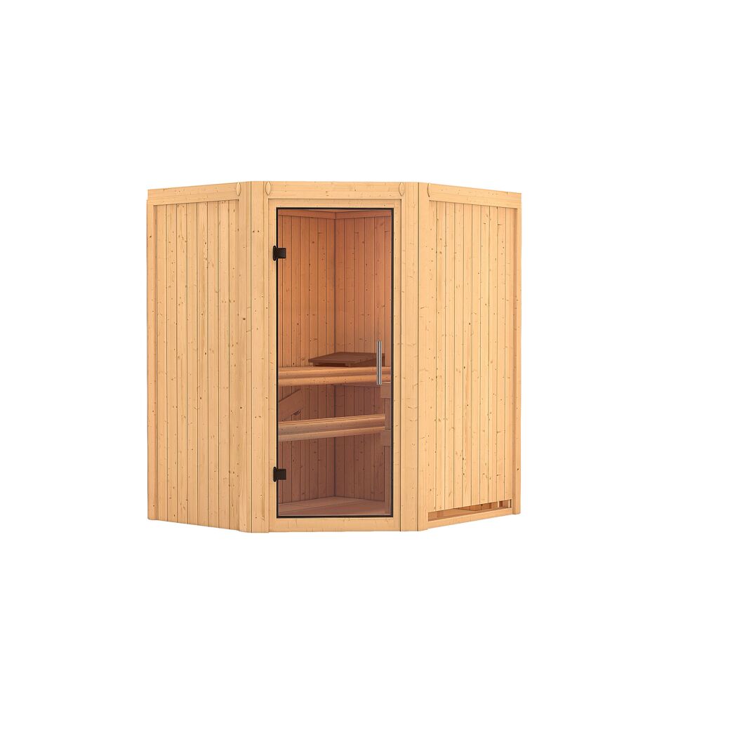 Elementsauna 'Adriana' naturbelassen mit Klarglastür 170 x 151 x 198 cm