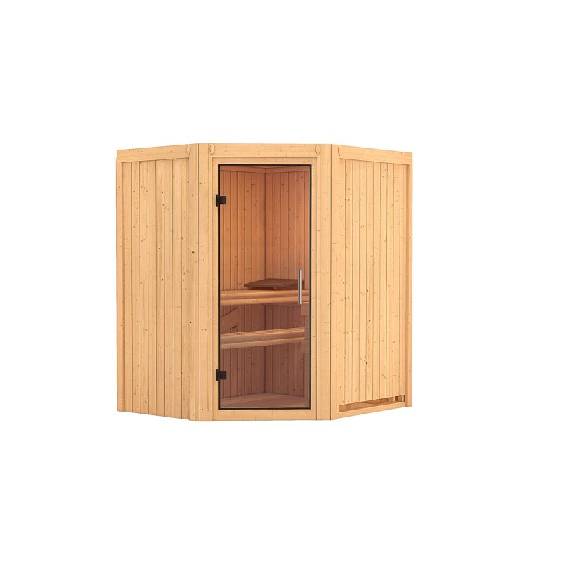 Elementsauna 'Adriana' naturbelassen mit Klarglastür 170 x 151 x 198 cm