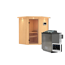 Elementsauna 'Adriana' naturbelassen mit Kranz und Klarglastür 9 kW Bio-Ofen externe Steuerung easy 184 x 165 x 202 cm
