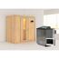 Elementsauna 'Aina' naturbelassen mit Energiespartür 9 kW Bio-Ofen externe Steuerung Easy 196 x 118 x 198 cm