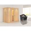 Sauna aus Holz mit Saunaofen