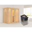 Elementsauna 'Aina' naturbelassen mit Kranz und Energiespartür 9 kW Ofen integrierte Steuerung 210 x 132 x 202 cm