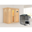 Elementsauna 'Aina' naturbelassen mit Kranz und Energiespartür 9 kW Bio-Ofen externe Steuerung Easy 210 x 132 x 202 cm