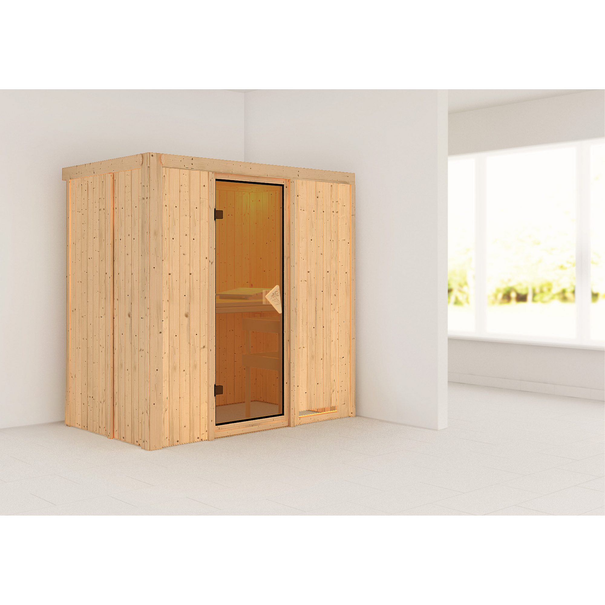 Elementsauna 'Aina' naturbelassen mit bronzierter Tür 196 x 118 x 198 cm + product picture