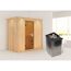 Sauna aus Holz mit Saunaofen