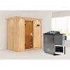 Sauna aus Holz mit Saunaofen