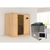 Elementsauna 'Aina' naturbelassen mit graphitfarbener Tür 9 kW Ofen externe Steuerung Easy 196 x 118 x 198 cm