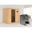 Elementsauna 'Aina' naturbelassen mit graphitfarbener Tür 9 kW Bio-Ofen externe Steuerung Easy 196 x 118 x 198 cm