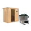 Elementsauna 'Aina' naturbelassen mit Kranz und graphitfarbener Tür 9 kW Ofen externe Steuerung Easy 210 x 132 x 202 cm
