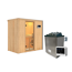 Sauna aus Holz mit Saunaofen