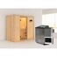 Elementsauna 'Aina' naturbelassen mit Klarglastür 9 kW Bio-Ofenkombi externe Steuerung easy 196 x 118 x 198 cm
