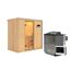 Elementsauna 'Aina' naturbelassen mit Klarglastür 9 kW Bio-Ofenkombi externe Steuerung easy 196 x 118 x 198 cm