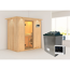 Elementsauna 'Aina' naturbelassen mit Kranz und Klarglastür 9 kW Ofen externe Steuerung easy 210 x 132 x 202 cm