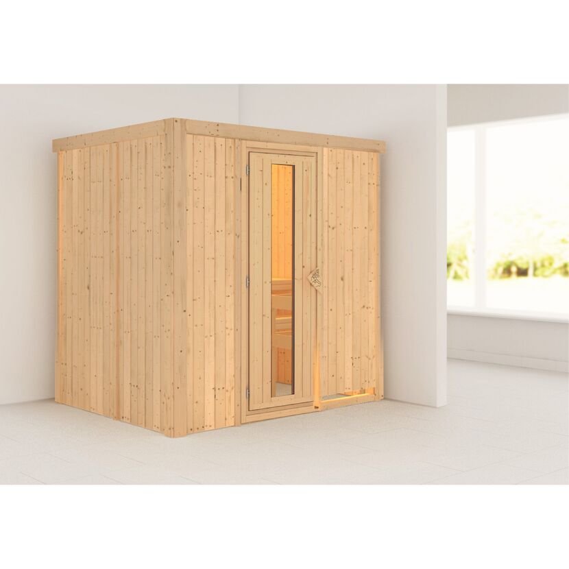 Elementsauna 'Aitana' naturbelassen mit Energiespartür 196 x 151 x 198 cm