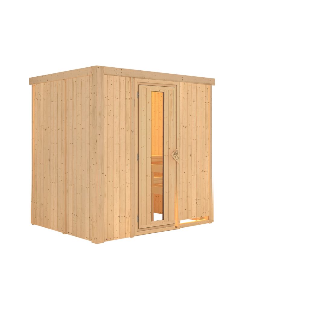 Elementsauna 'Aitana' naturbelassen mit Energiespartür 196 x 151 x 198 cm