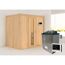 Elementsauna 'Aitana' naturbelassen mit Energiespartür 9 kW Ofen externe Steuerung Easy 196 x 151 x 198 cm