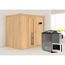 Elementsauna 'Aitana' naturbelassen mit Energiespartür 9 kW Bio-Ofen externe Steuerung Easy 196 x 151 x 198 cm