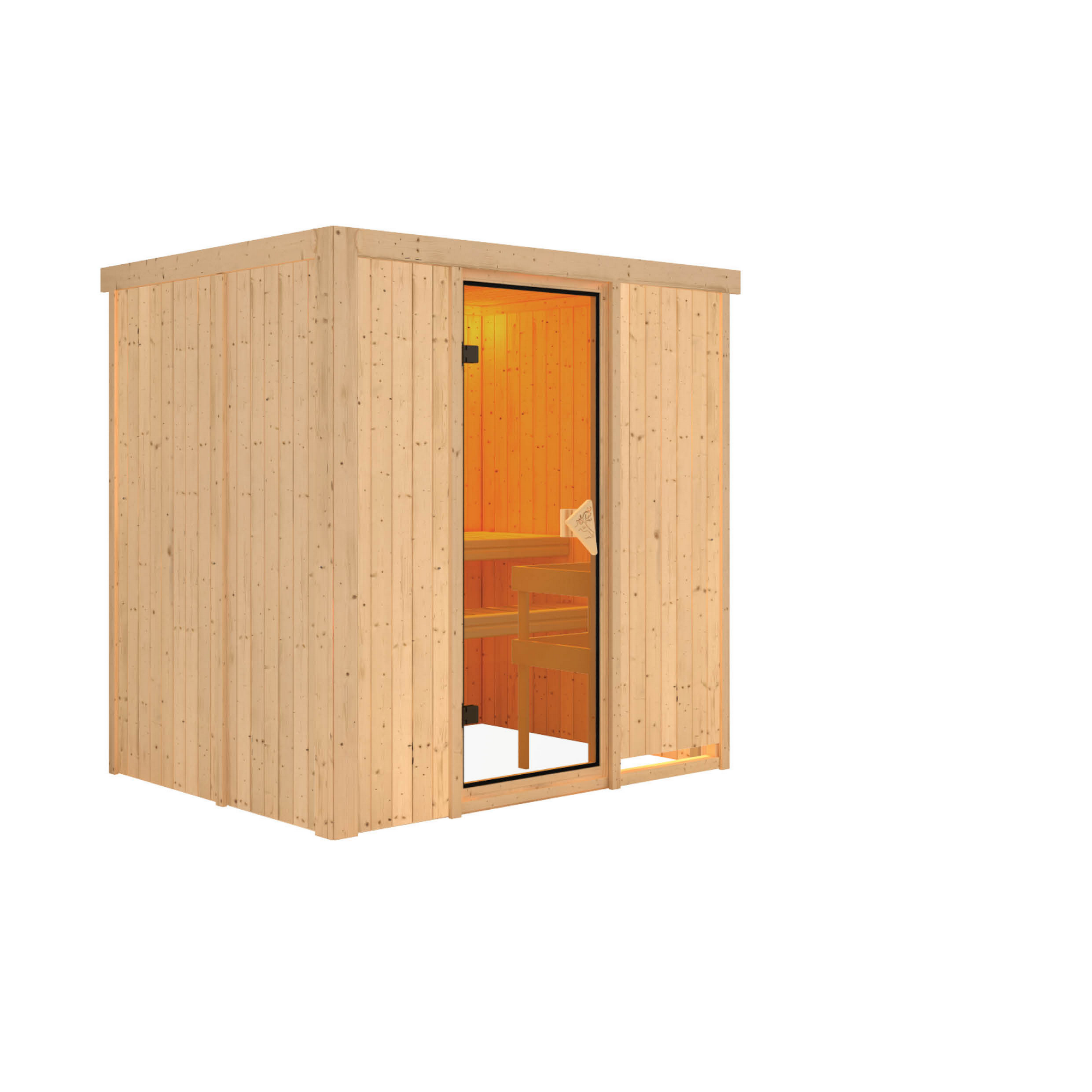 Elementsauna 'Aitana' naturbelassen mit bronzierter Tür 196 x 151 x 198 cm