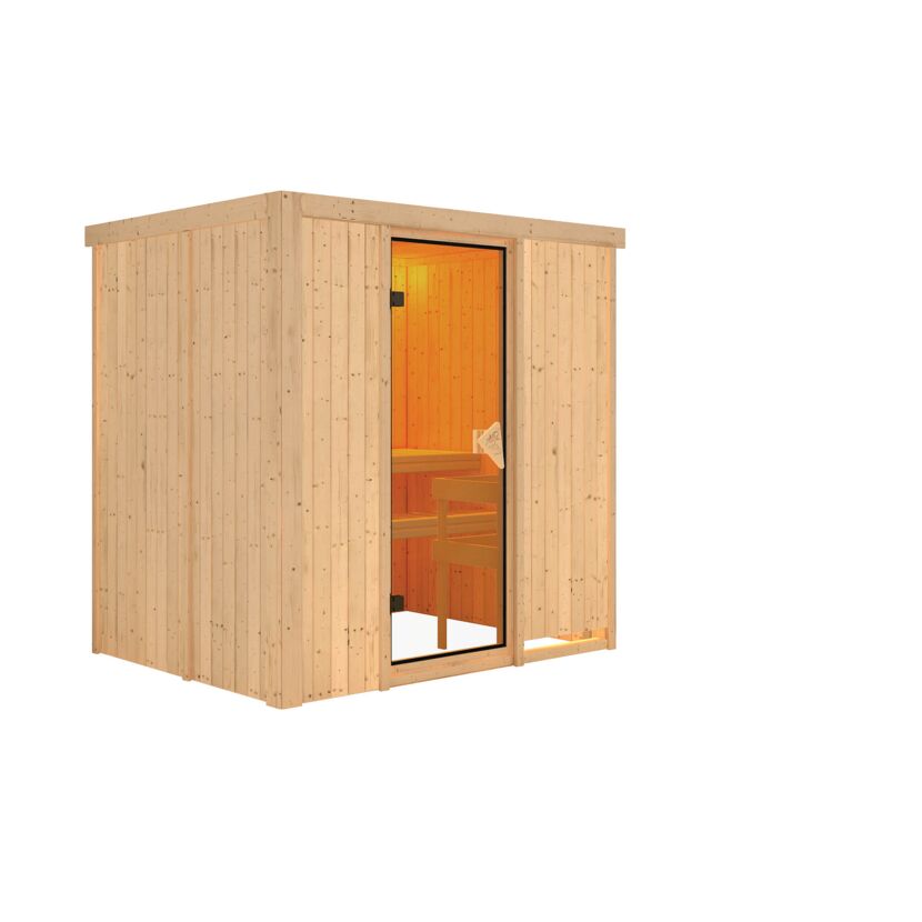 Elementsauna 'Aitana' naturbelassen mit bronzierter Tür 196 x 151 x 198 cm