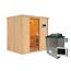 Elementsauna 'Aitana' naturbelassen mit bronzierter Tür 9 kW Ofen Edelstahl externe Steuerung Easy 196 x 151 x 198 cm