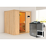 Elementsauna 'Aitana' naturbelassen mit bronzierter Tür 9 kW Bio-Ofen Edelstahl externe Steuerung Easy 196 x 151 x 198 cm