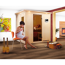 Elementsauna 'Aitana' naturbelassen mit Kranz 9 kW Bio-Ofen externe Steuerung Easy 210 x 165 x 202 cm