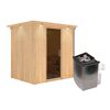 Außensauna aus Holz mit Saunaofen